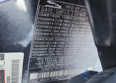 2018 Jaguar F-Pace Prestige из США, поврежденный, VIN SADCK2EV3JA268581